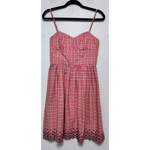 Vintage Y2K Pink Plaid Dress Love Tease‎ Size 7 Embroidered Hem 2000s Coquette